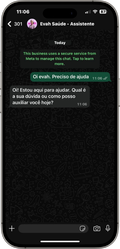 Conversa do agente Omni Saúde no WhatsApp